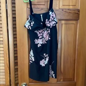Black Dress with Pink Floral Design